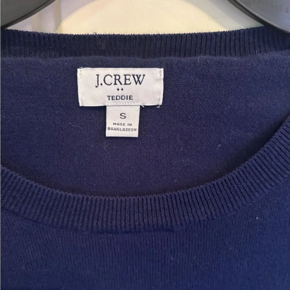 J. Crew Navy and Green Striped Long-Sleeve Tee